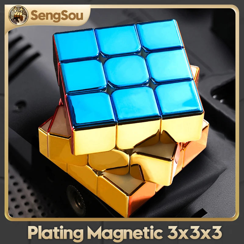 SengSo Metal 3x3 Magnetic Golden Cube, Magic Cube Puzzle Speed Cube M3 3x3x3 toy